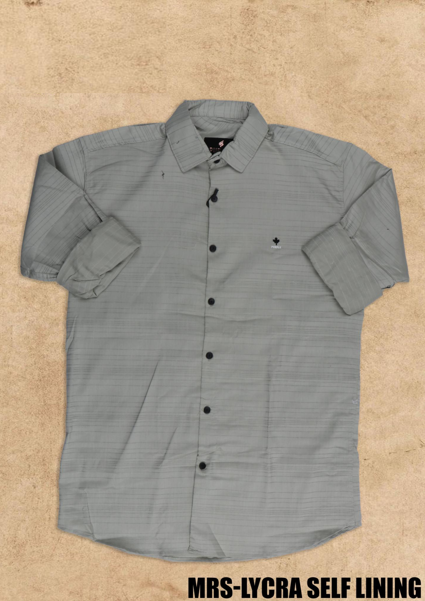 Purpel Men’s Grey Lycra Self-Lining Formal Shirt – MRS Collection