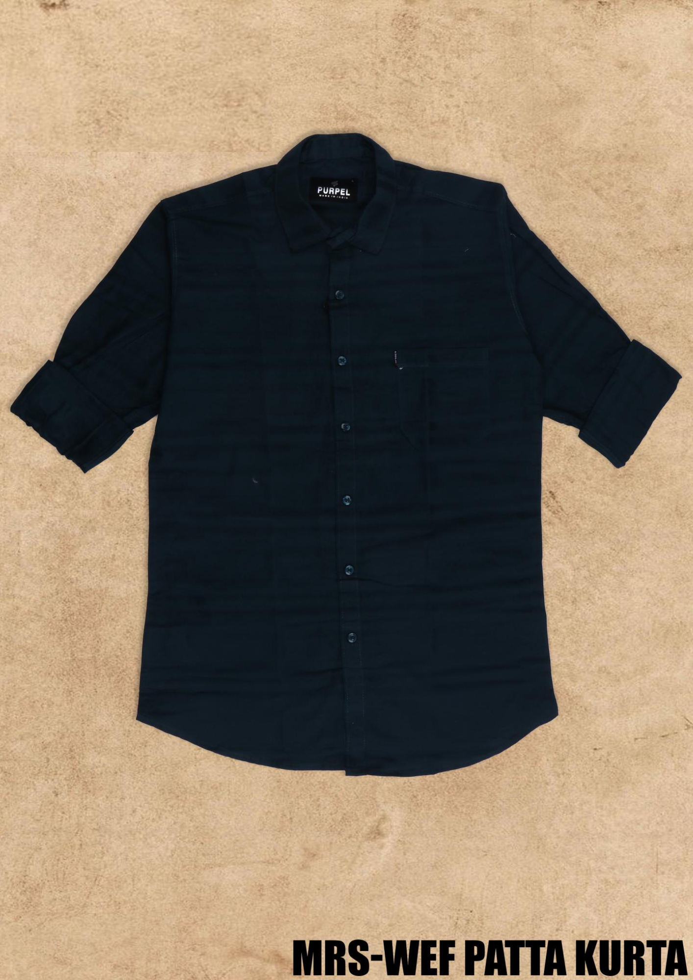 Purpel Men’s Black WEF Patta Kurta Style Shirt – MRS Collection