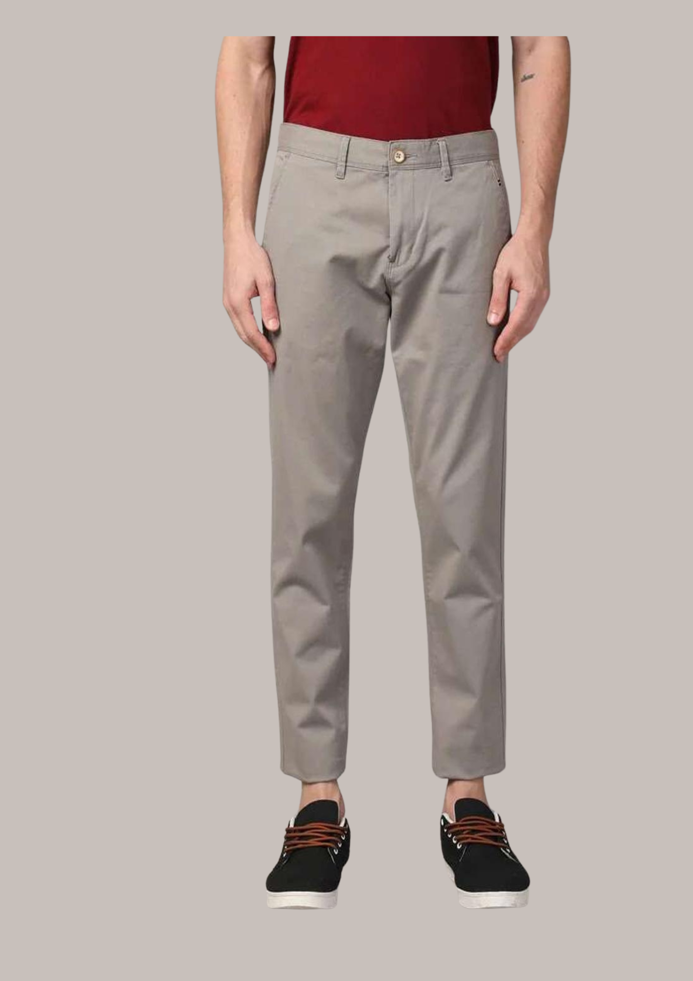 Men’s Classic Grey Slim Fit Cotton Chinos – Casual & Office Wear