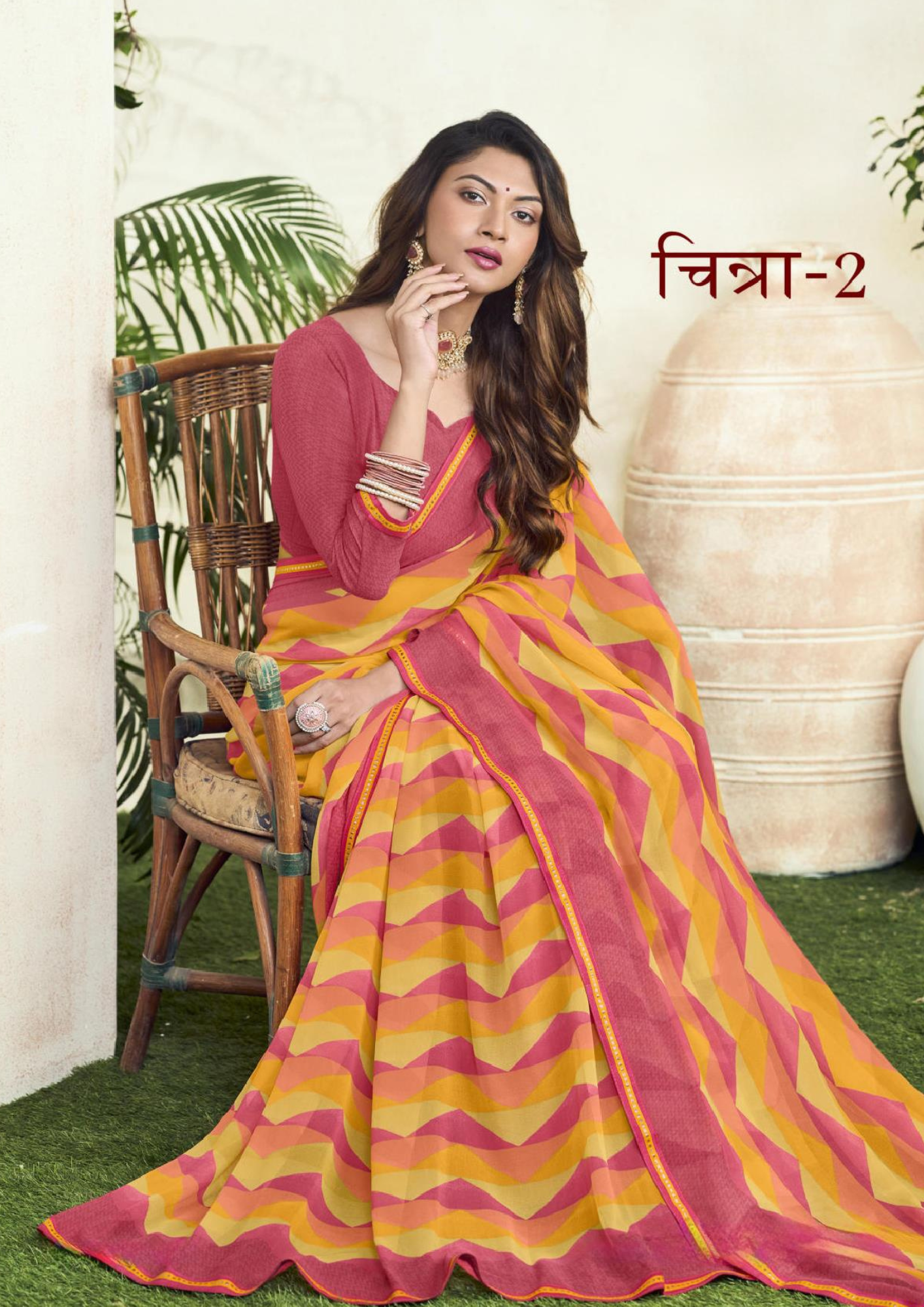 Chitra-2 Elegant Wave Print Georgette Saree