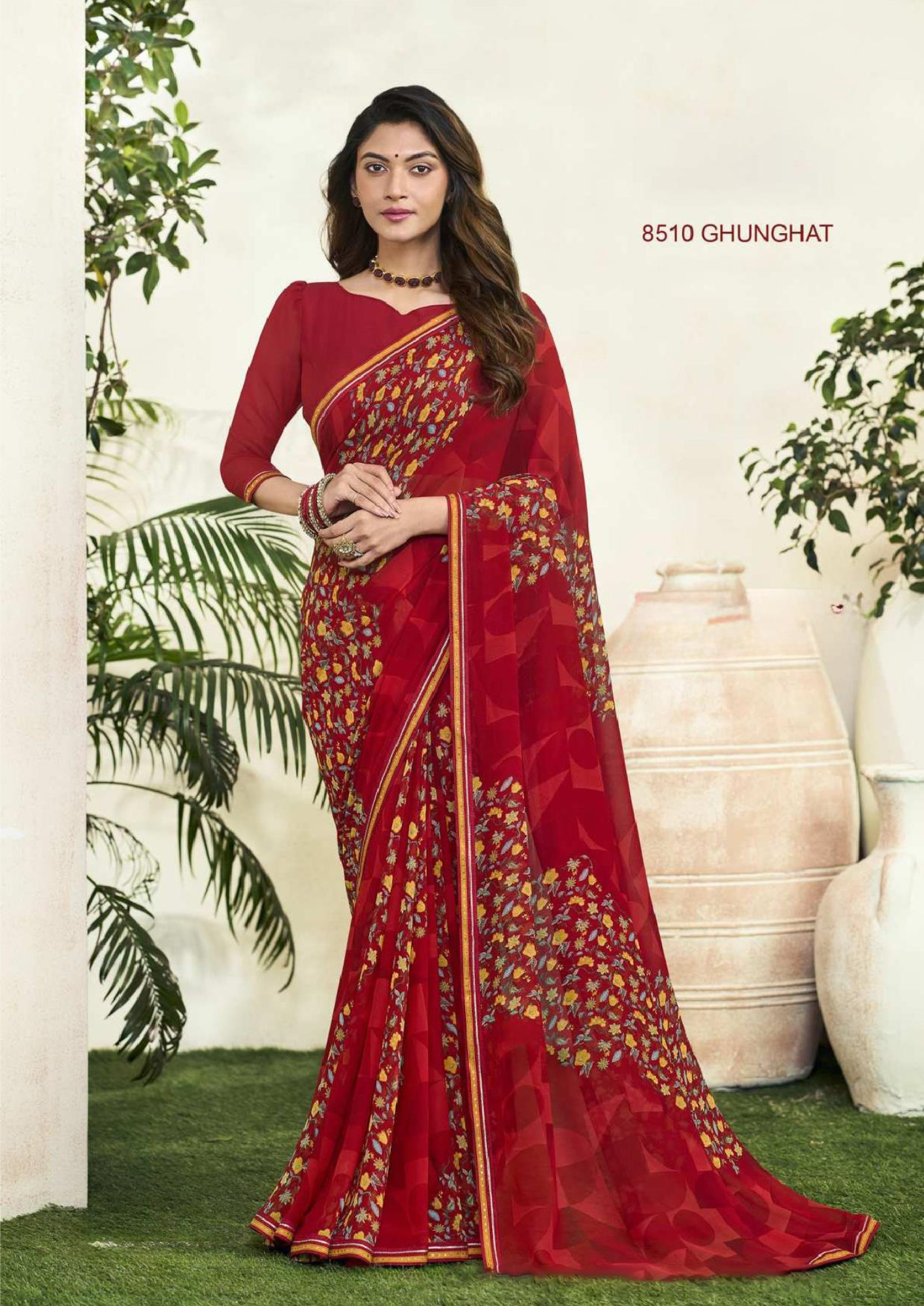 Chitra-2 Elegant Wave Print Georgette Saree - Image 10