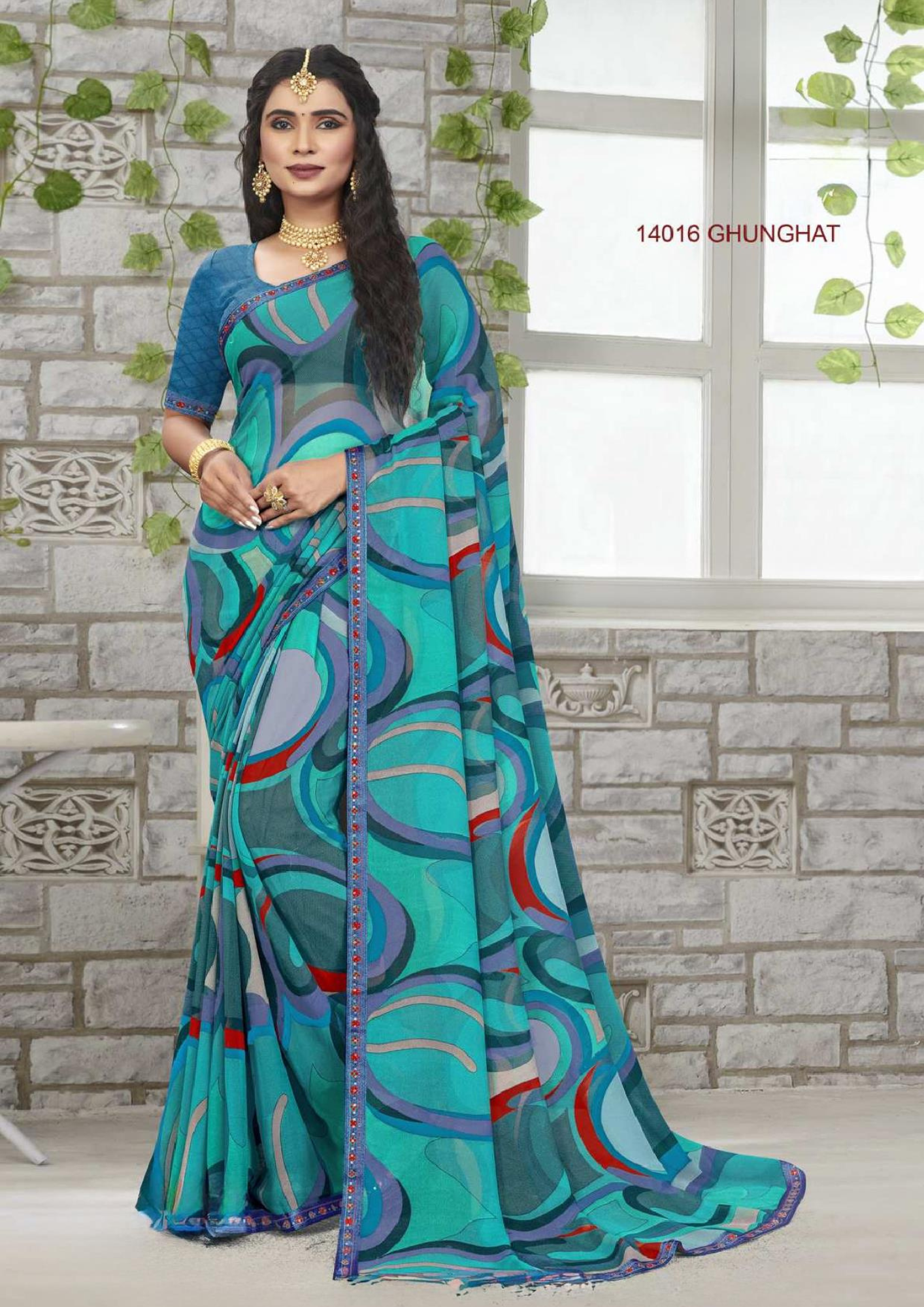 Chitra-2 Elegant Wave Print Georgette Saree - Image 11