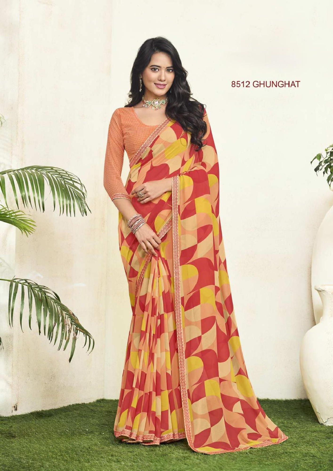 Chitra-2 Elegant Wave Print Georgette Saree - Image 12