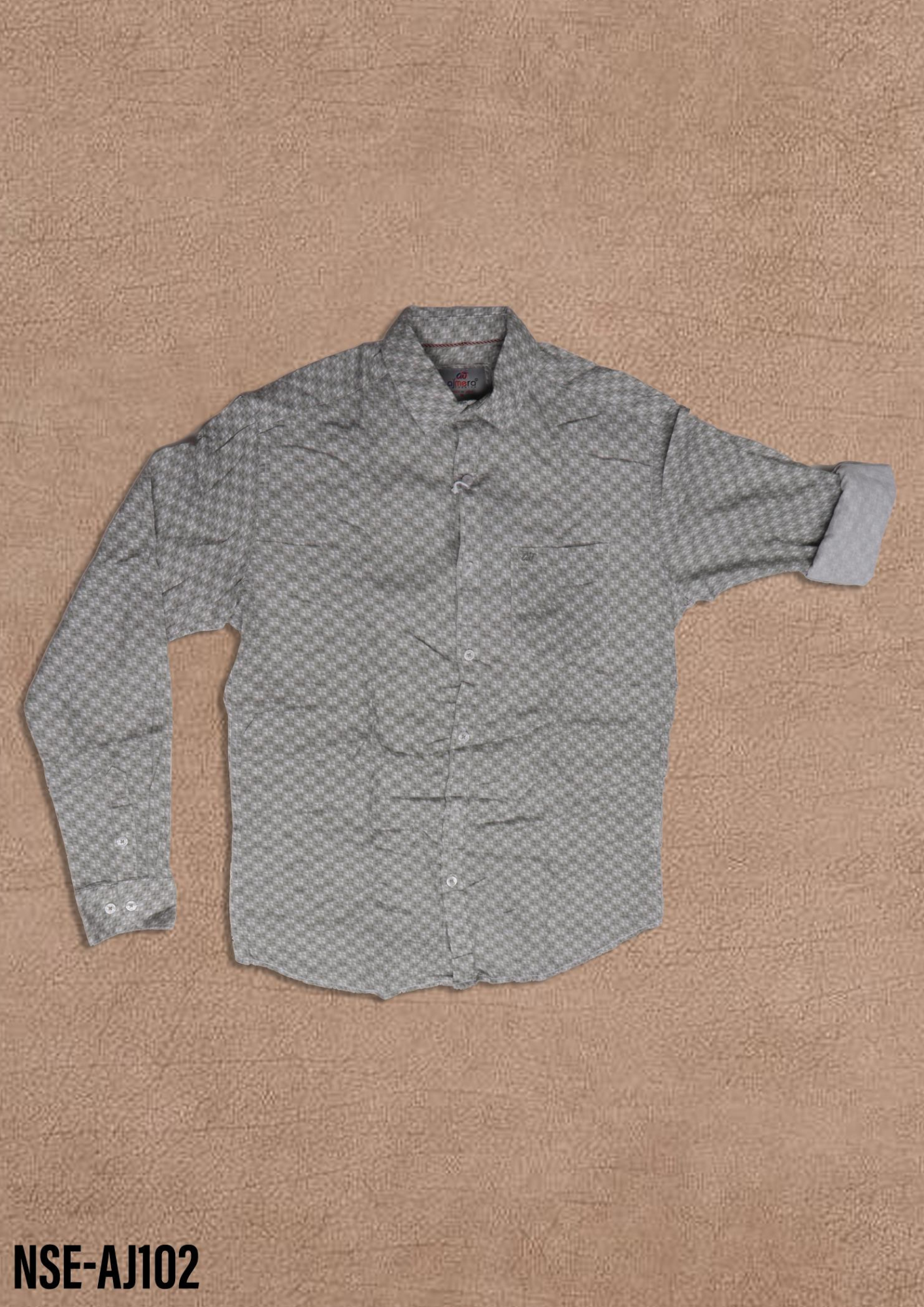 Cotton Motif Print Full Sleeve Shirt – Style NSE-AJ102 (Grey)