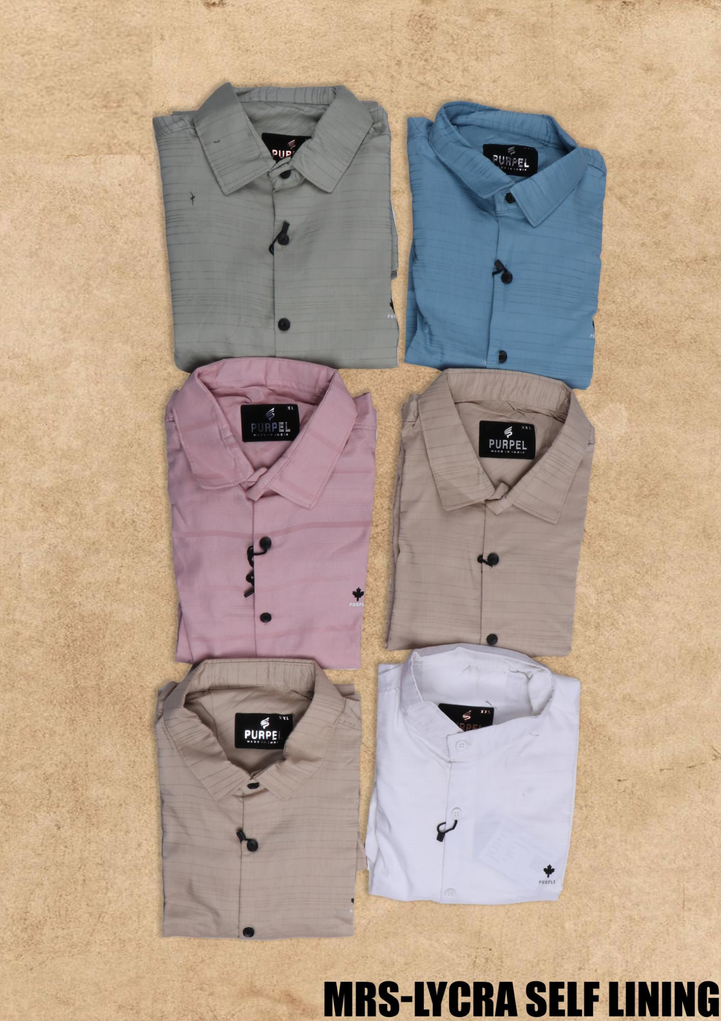 Purpel Men’s Grey Lycra Self-Lining Formal Shirt – MRS Collection - Image 2