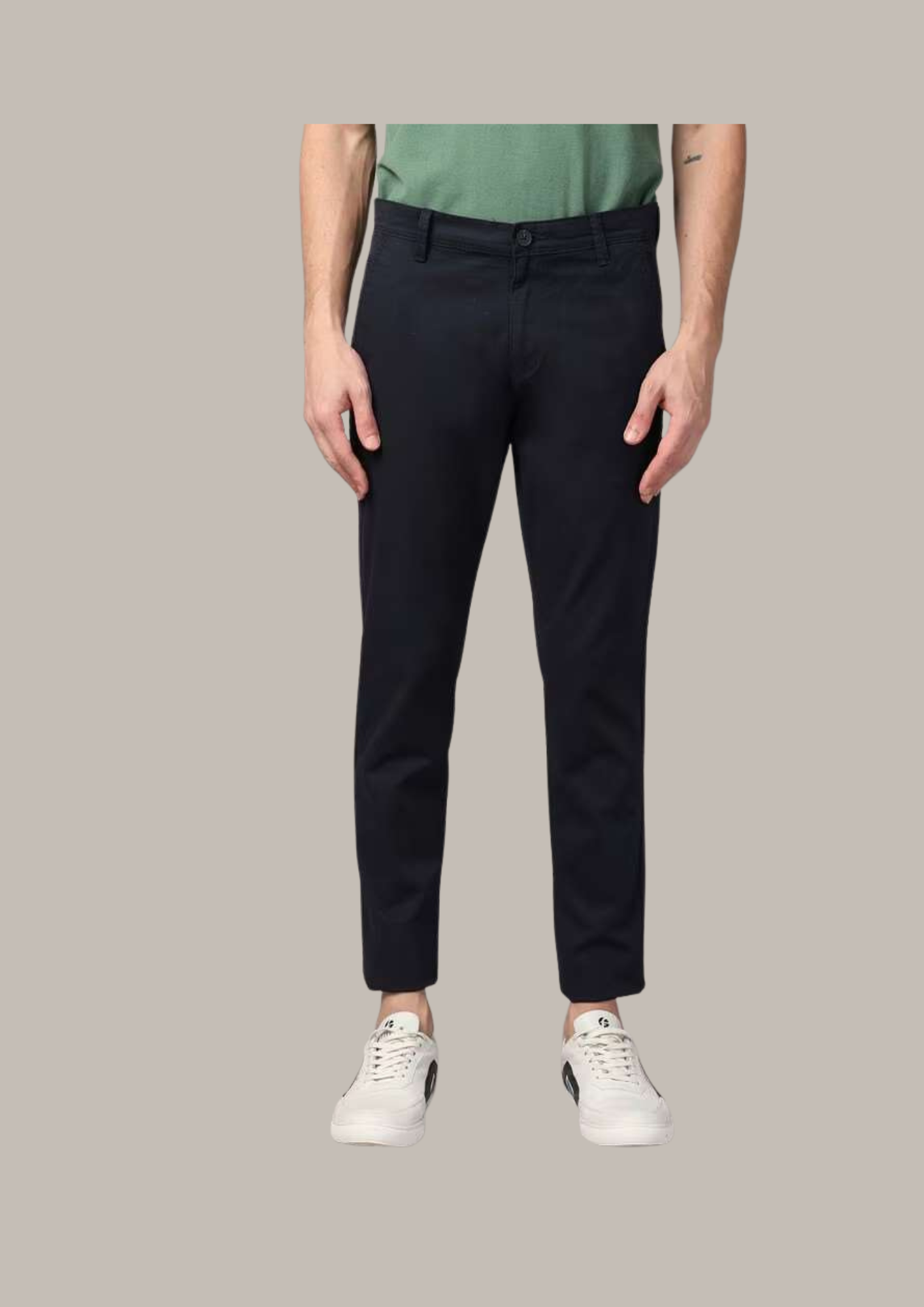 Men’s Blue-Grey Slim Fit Cotton Chinos – Casual & Formal Wear - Image 2