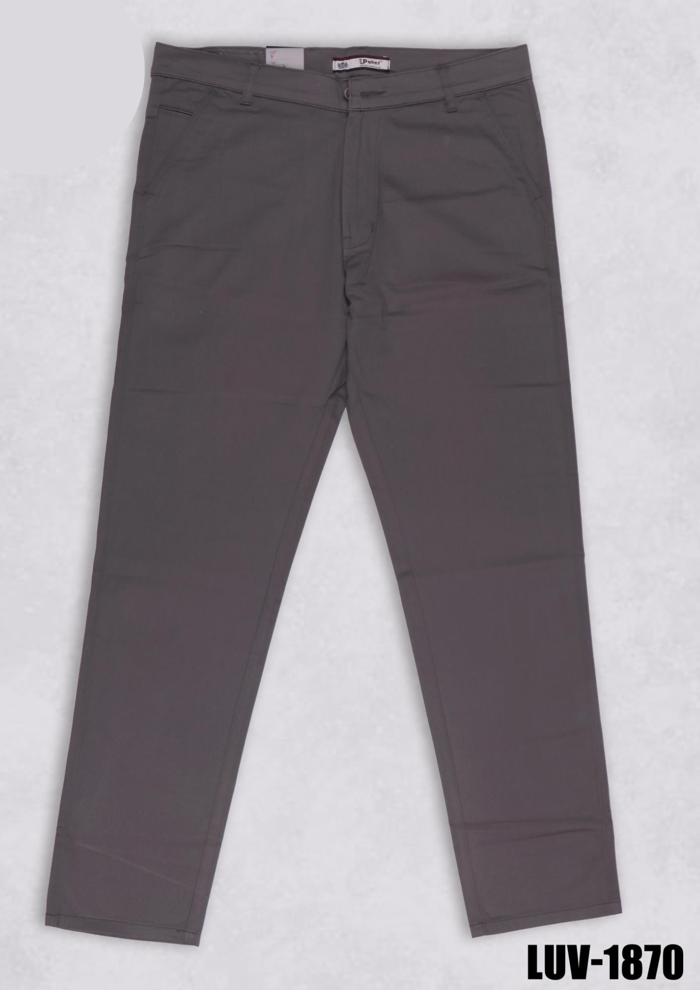 LUV-1870 Grey Slim Fit Cotton Formal Trousers