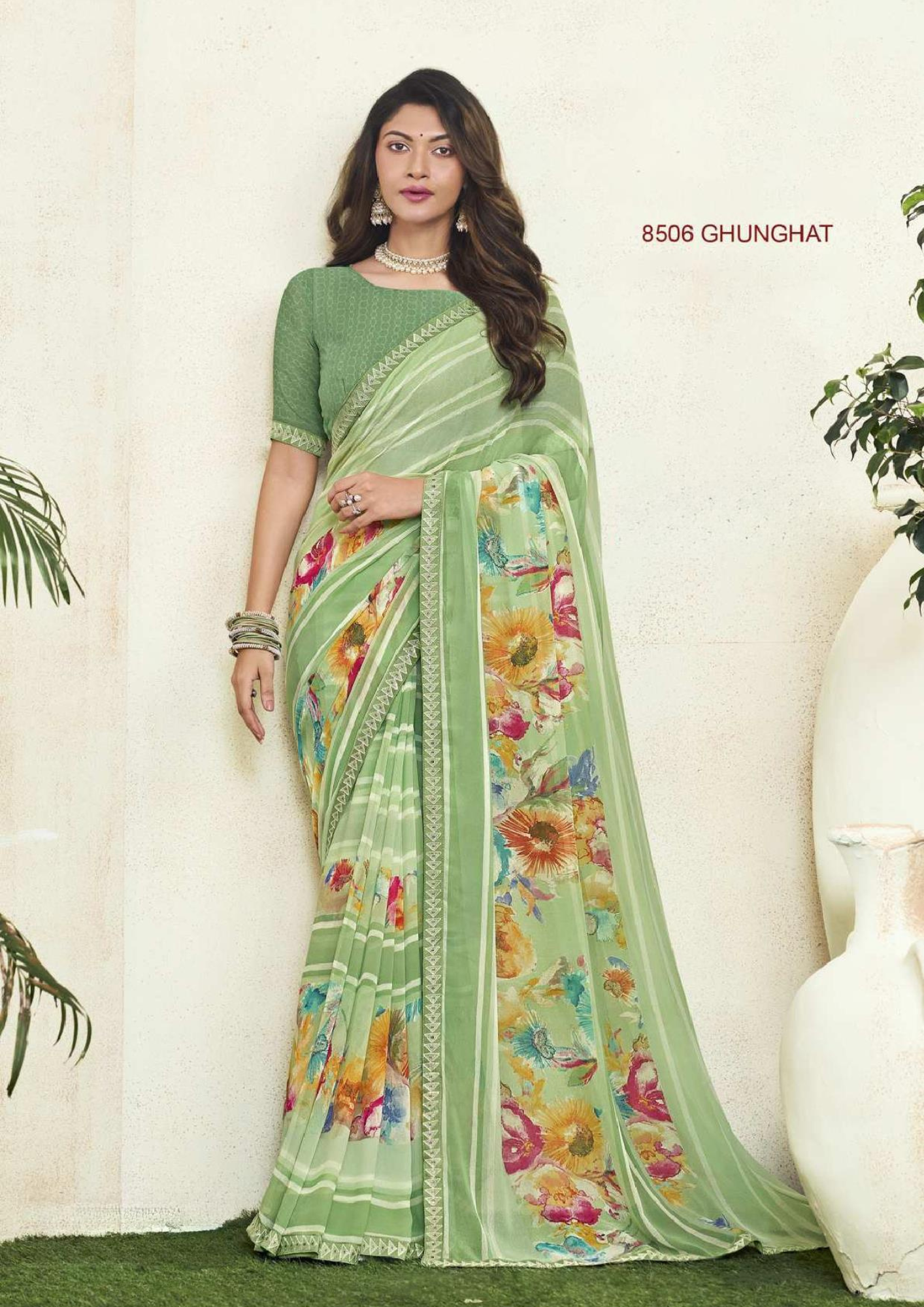 Chitra-2 Elegant Wave Print Georgette Saree - Image 2