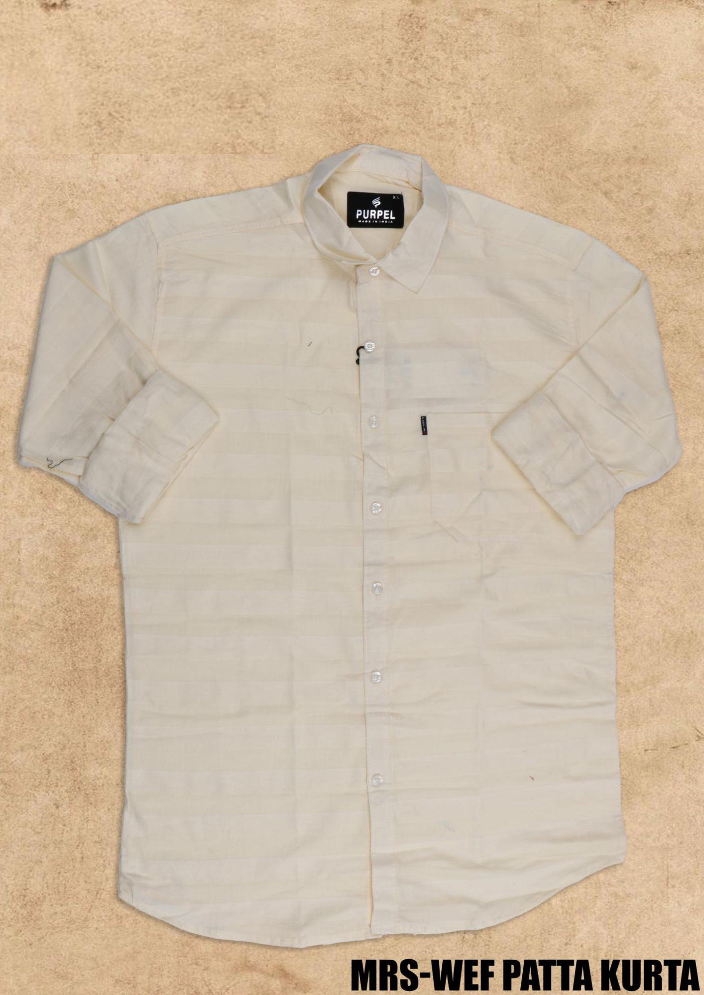 Purpel Men’s Cream WEF Patta Kurta Style Shirt – MRS Collection