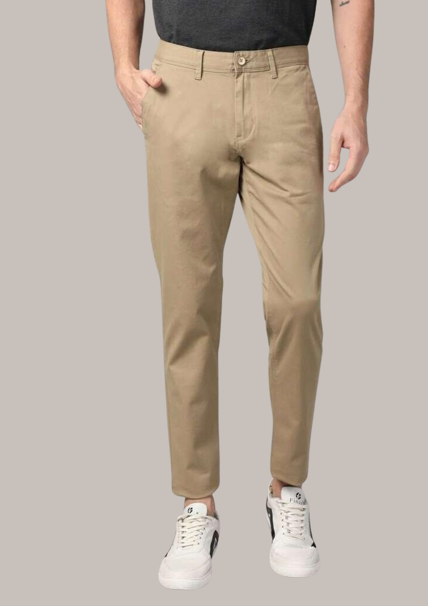 Men’s Classic Grey Slim Fit Cotton Chinos – Casual & Office Wear - Image 3