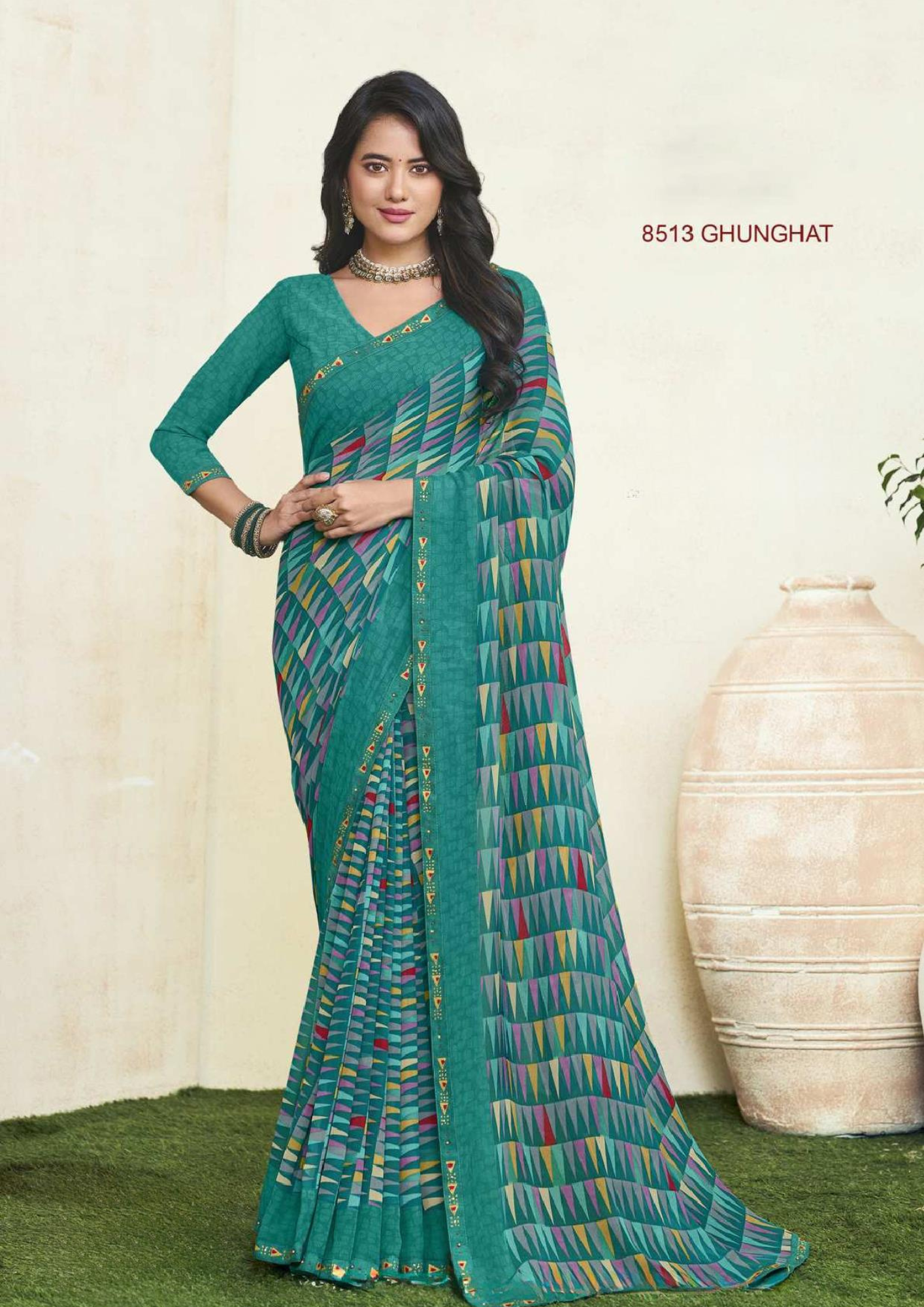 Chitra-2 Elegant Wave Print Georgette Saree - Image 4