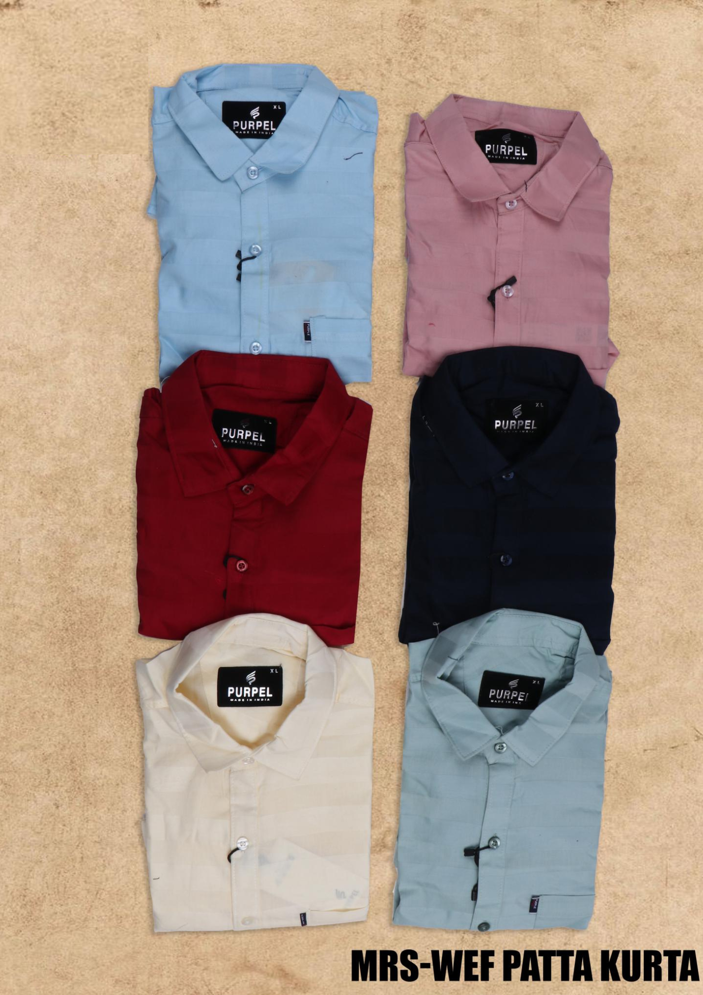 Purpel Men’s Cream WEF Patta Kurta Style Shirt – MRS Collection - Image 2