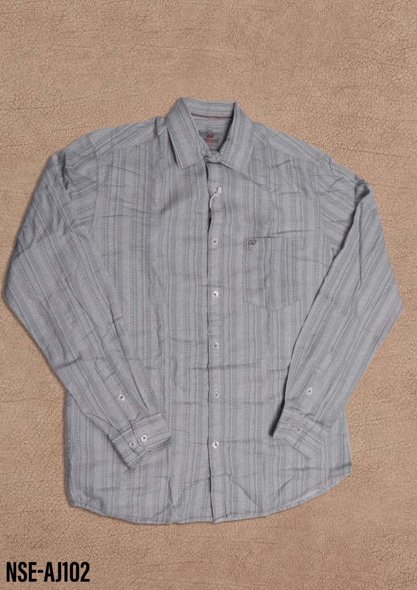 Cotton Ethnic Stripe Print Full Sleeve Shirt – Style NSE-AJ102 (Grey)