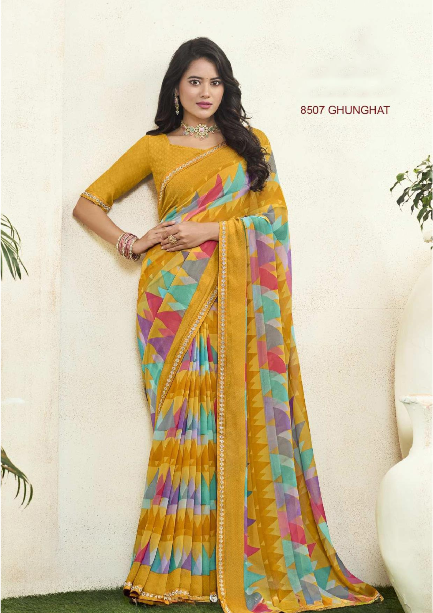 Chitra-2 Elegant Wave Print Georgette Saree - Image 6
