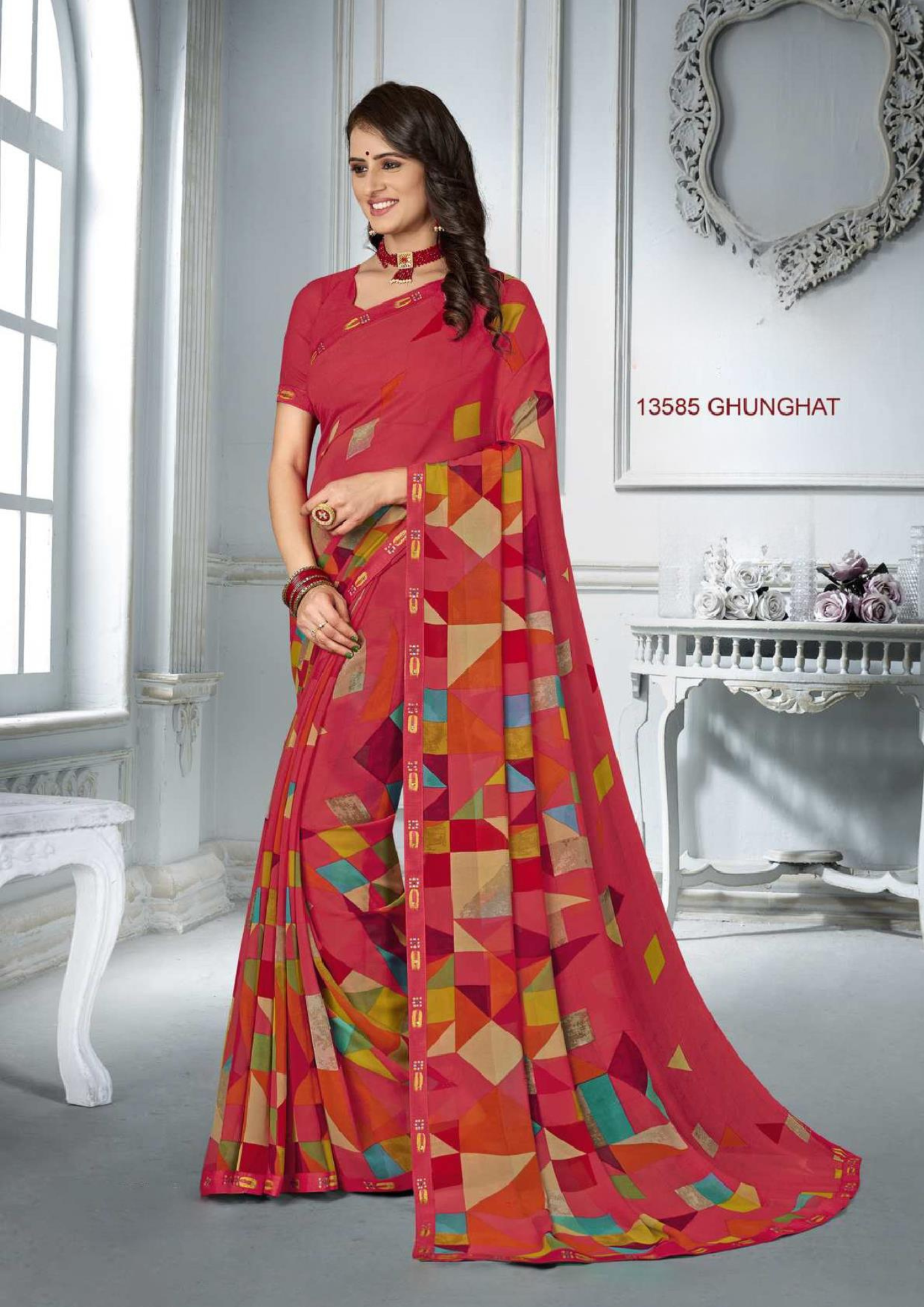 Chitra-2 Elegant Wave Print Georgette Saree - Image 7