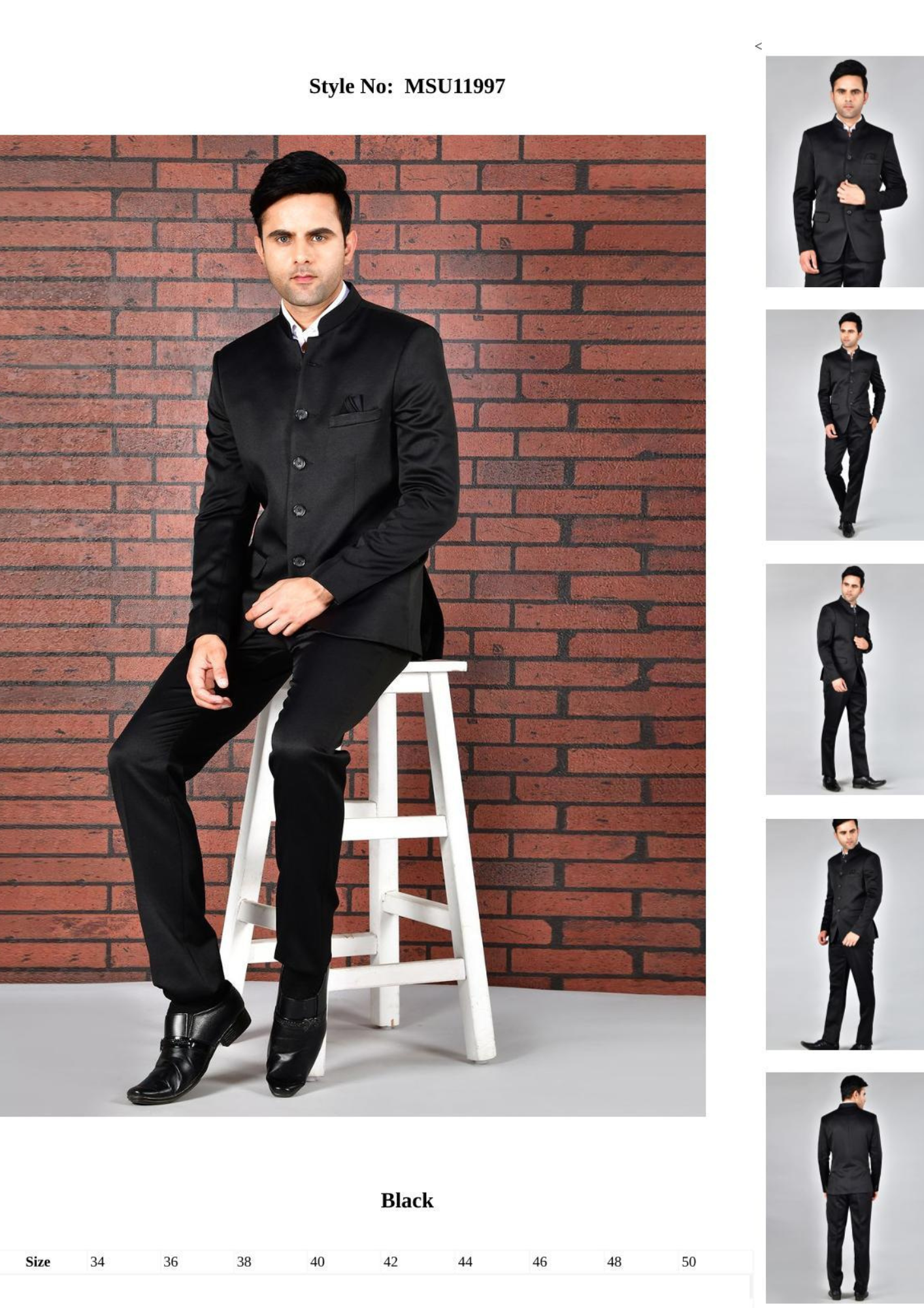 Classic Black Indo-Western Suit with Mandarin Collar – Style MSU11997