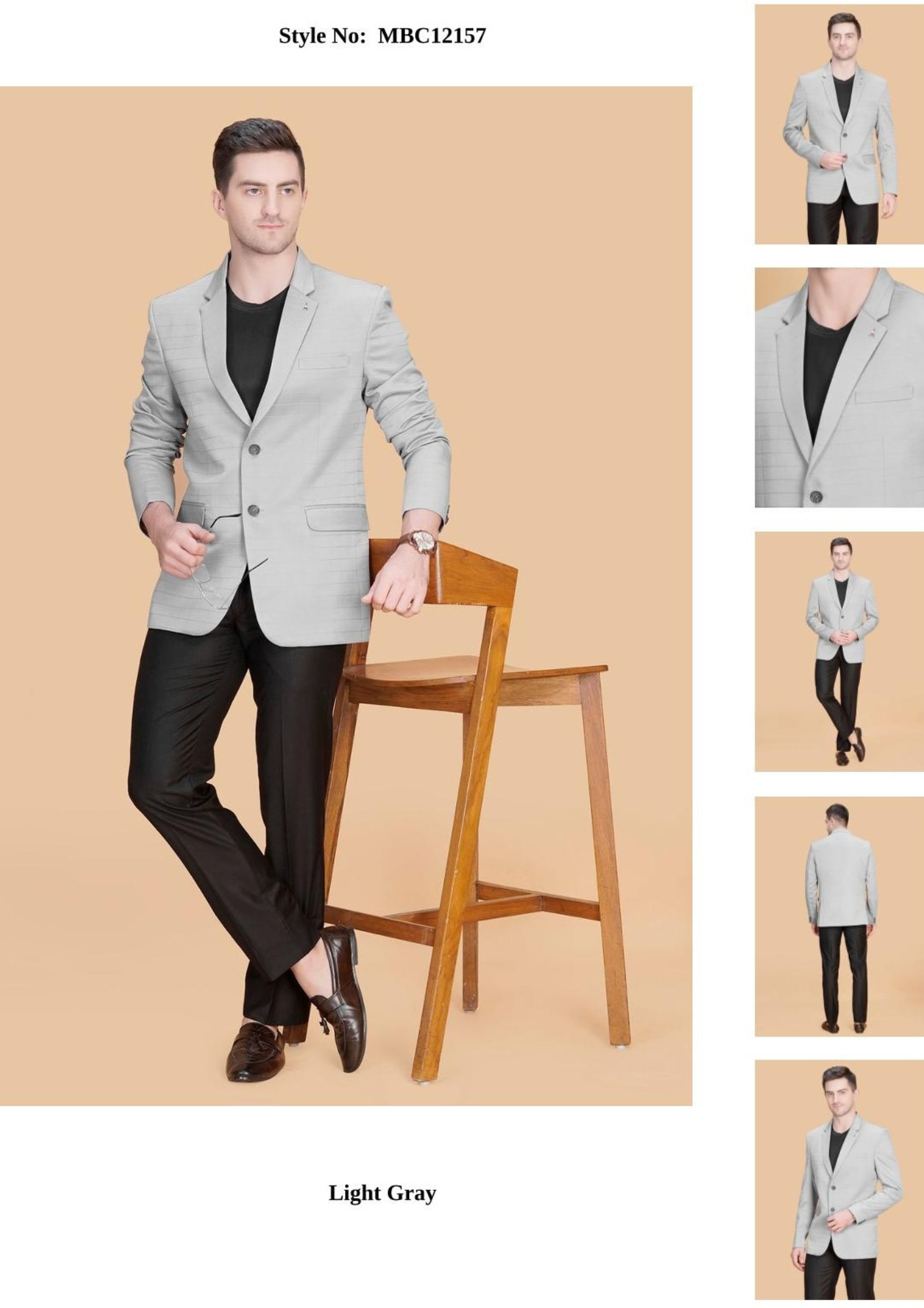 Light Gray Slim Fit Blazer for Men – Imported Fabric (Style No: MBC12157)