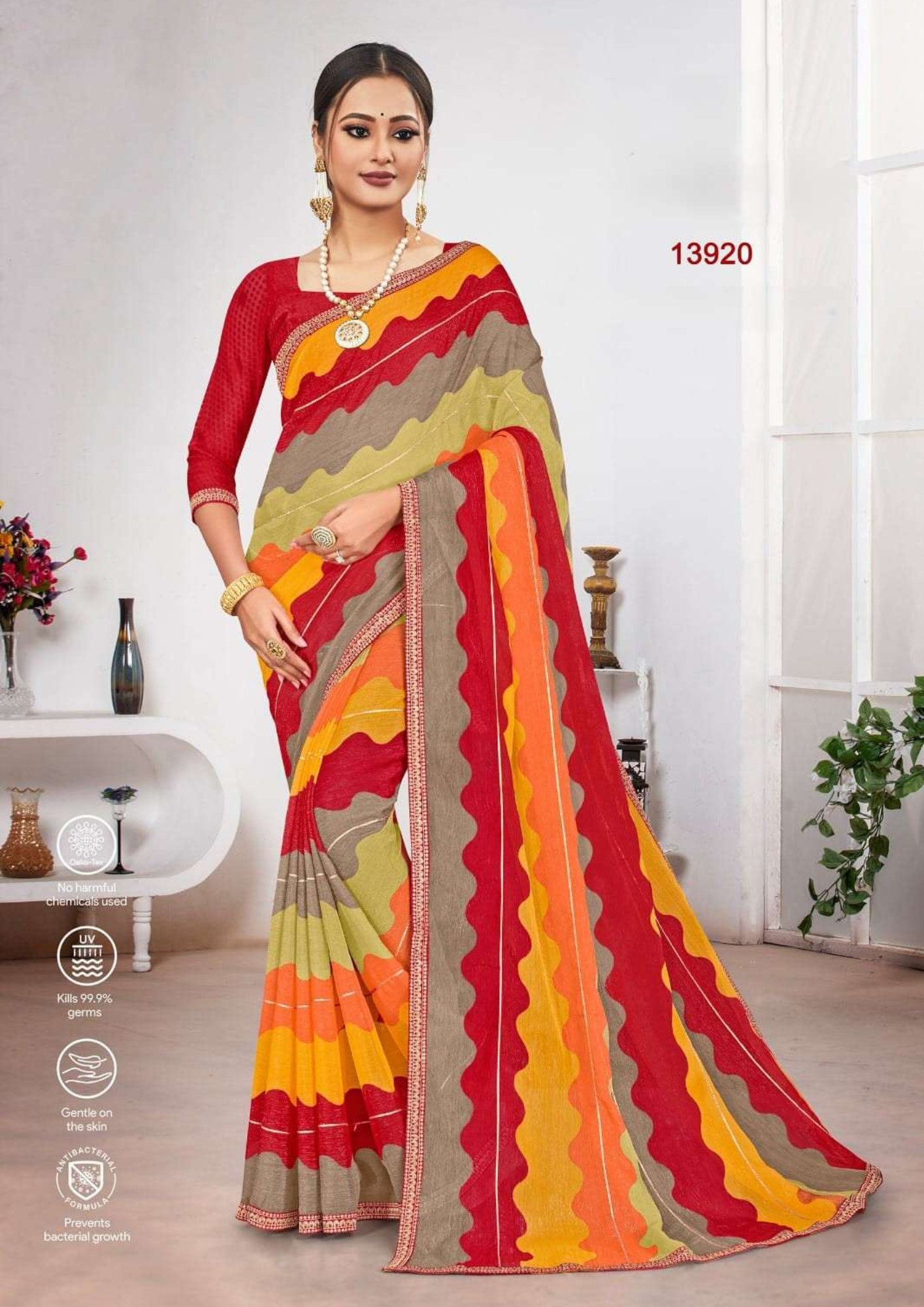 Vibrant Waves Multicolor Printed Saree - LP13920