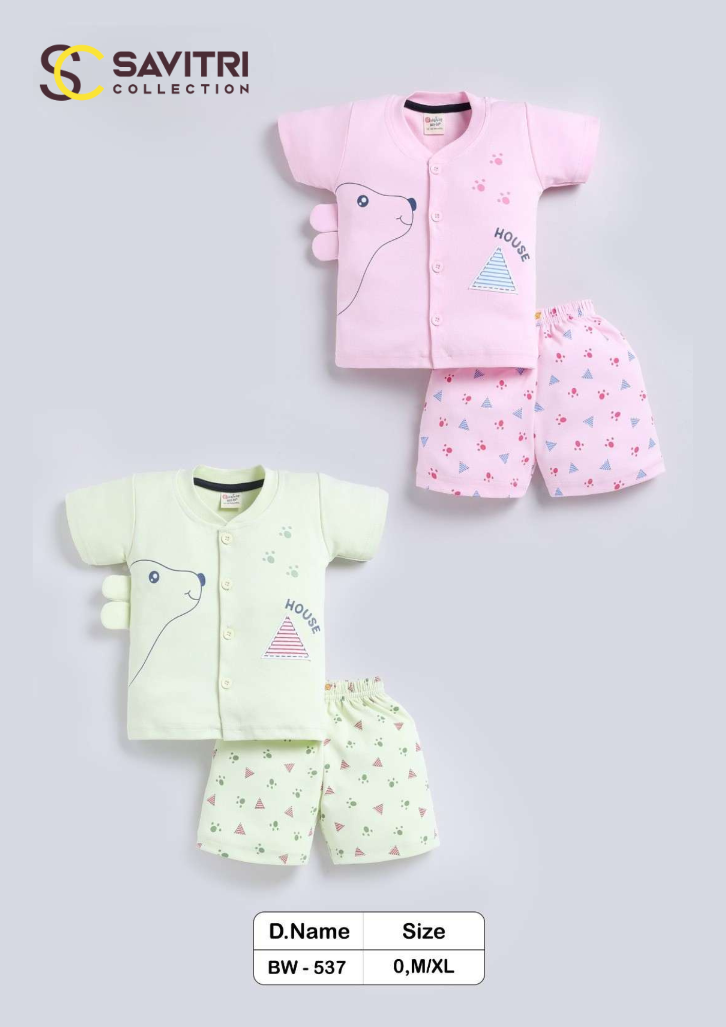 Baby Boys & Girls Cotton Buttoned T-Shirt with Shorts Set – BW537