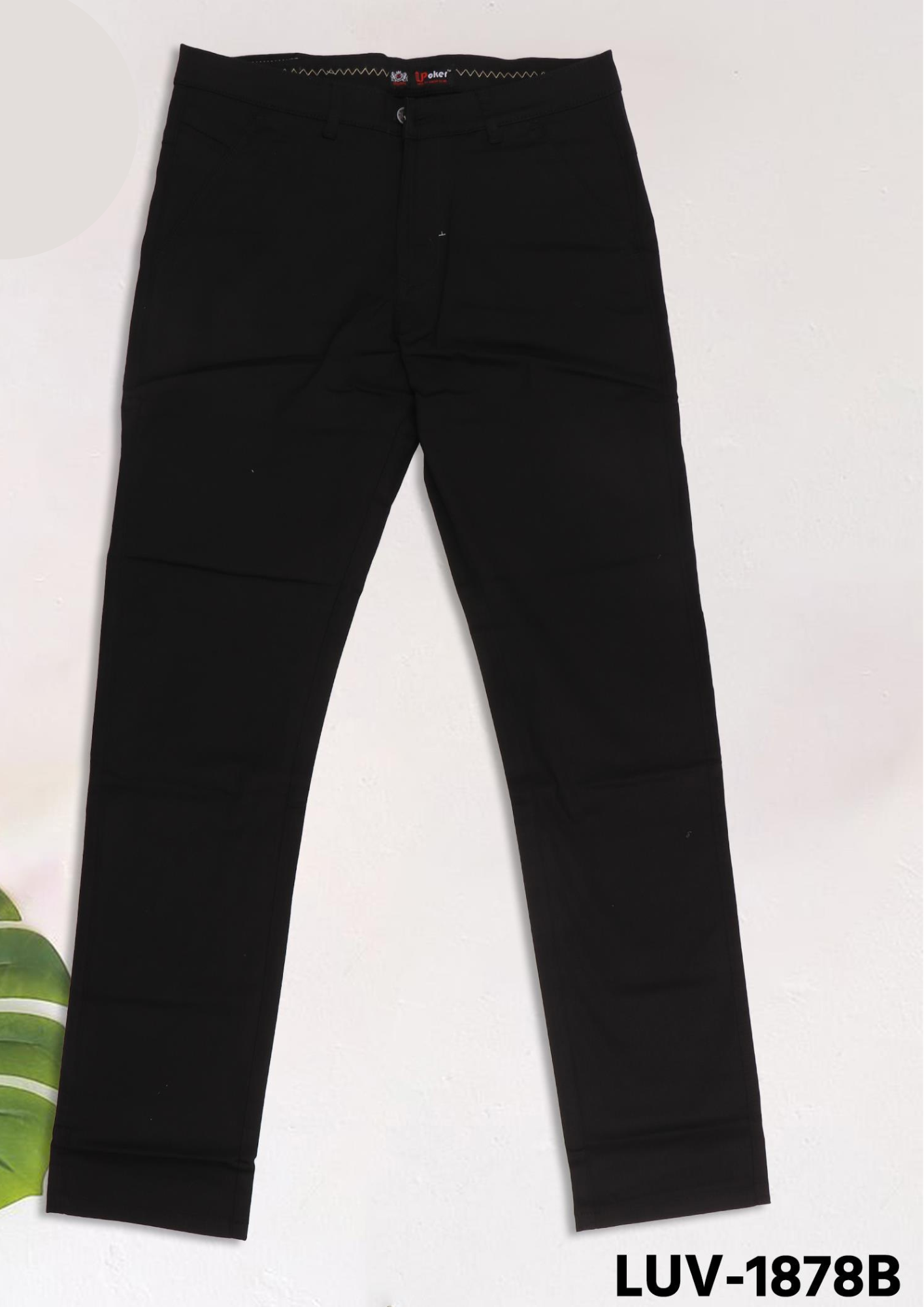 LUV-1878B Black Plain Slim Fit Formal Trousers