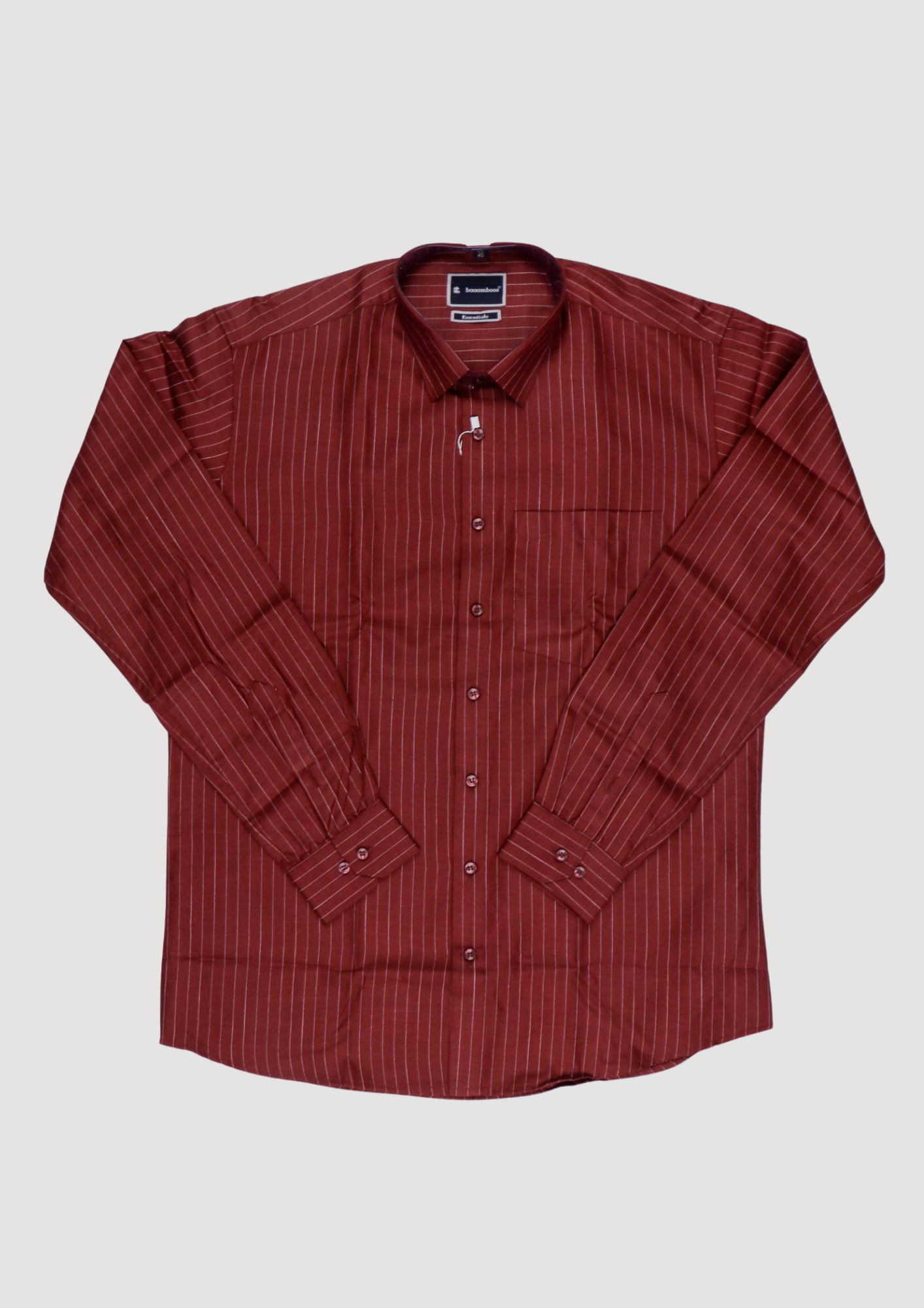Classic Maroon Striped Formal Shirt – Full Sleeves (LN-0215)