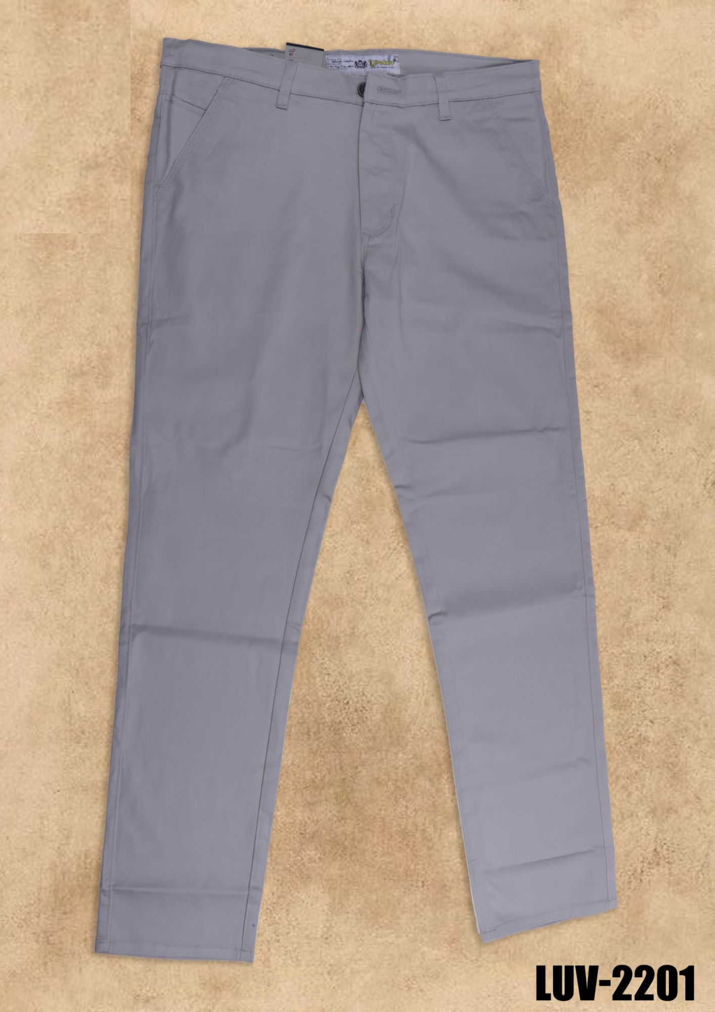 Men’s Grey Slim Fit Plain Cotton Trousers – LUV-2201