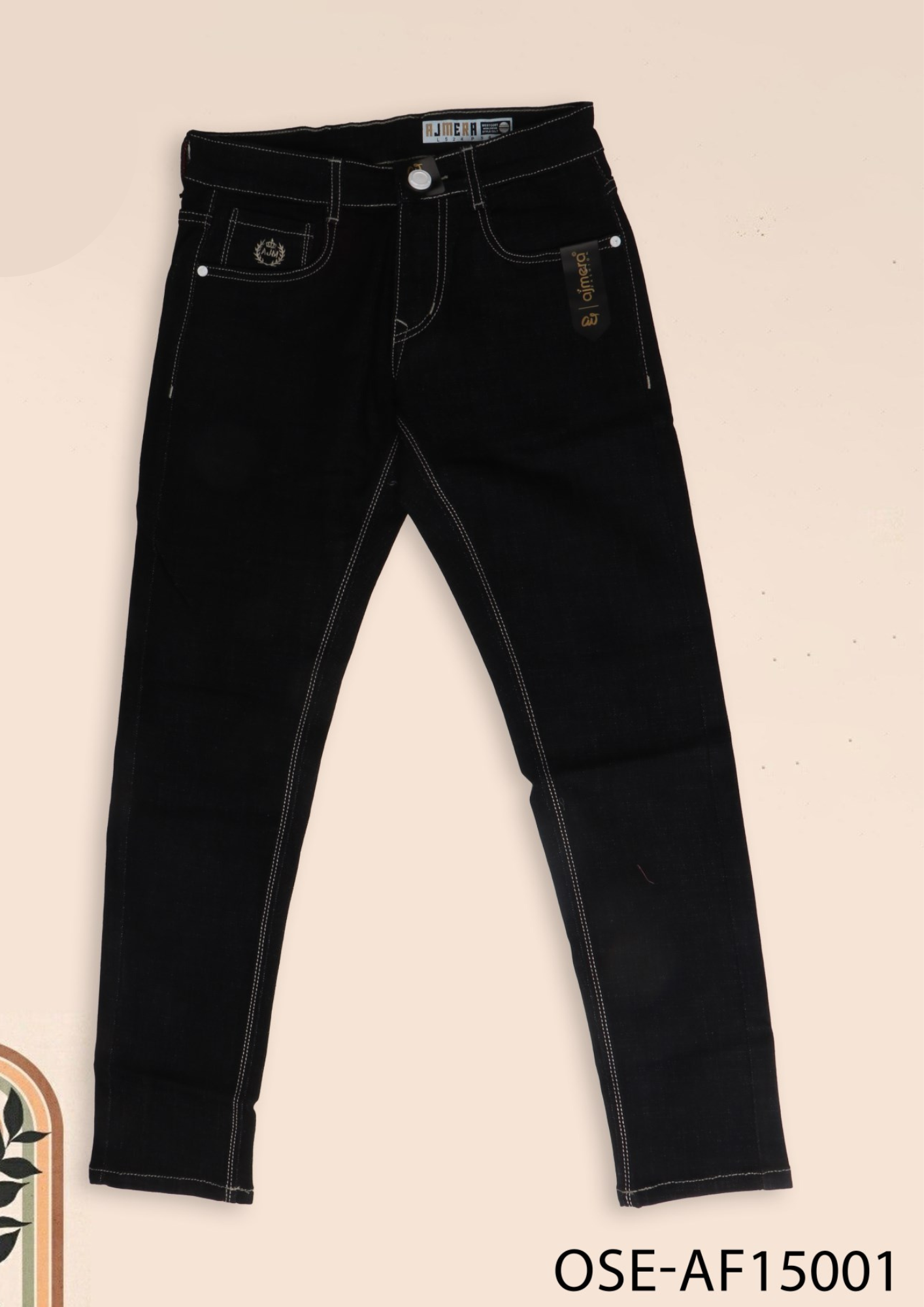 Men’s Classic Black Slim Fit Jeans – OSE-AF15001