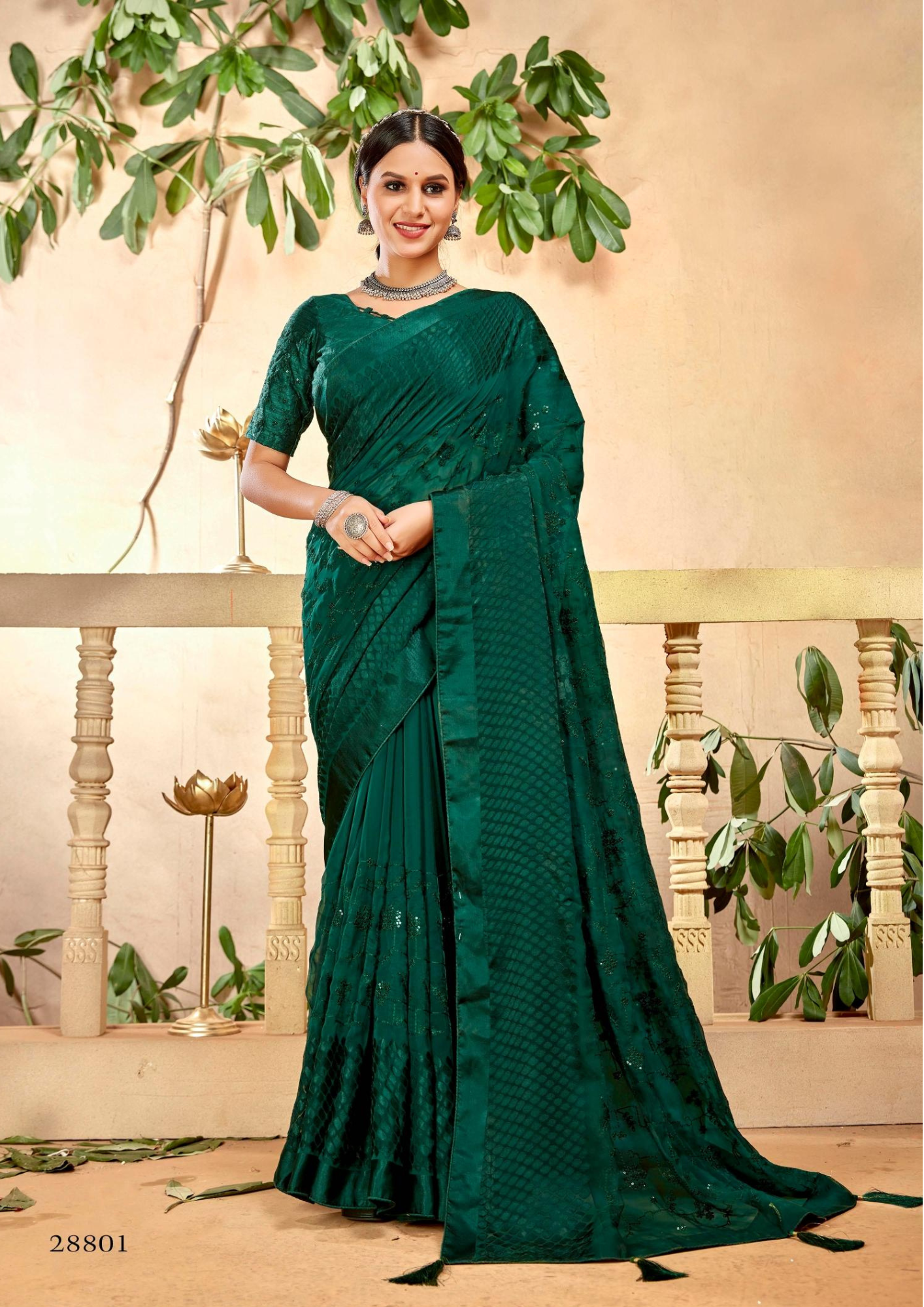 Vyanjana Regal Maroon Designer Silk Saree with Elegant Embellishments - Image 3