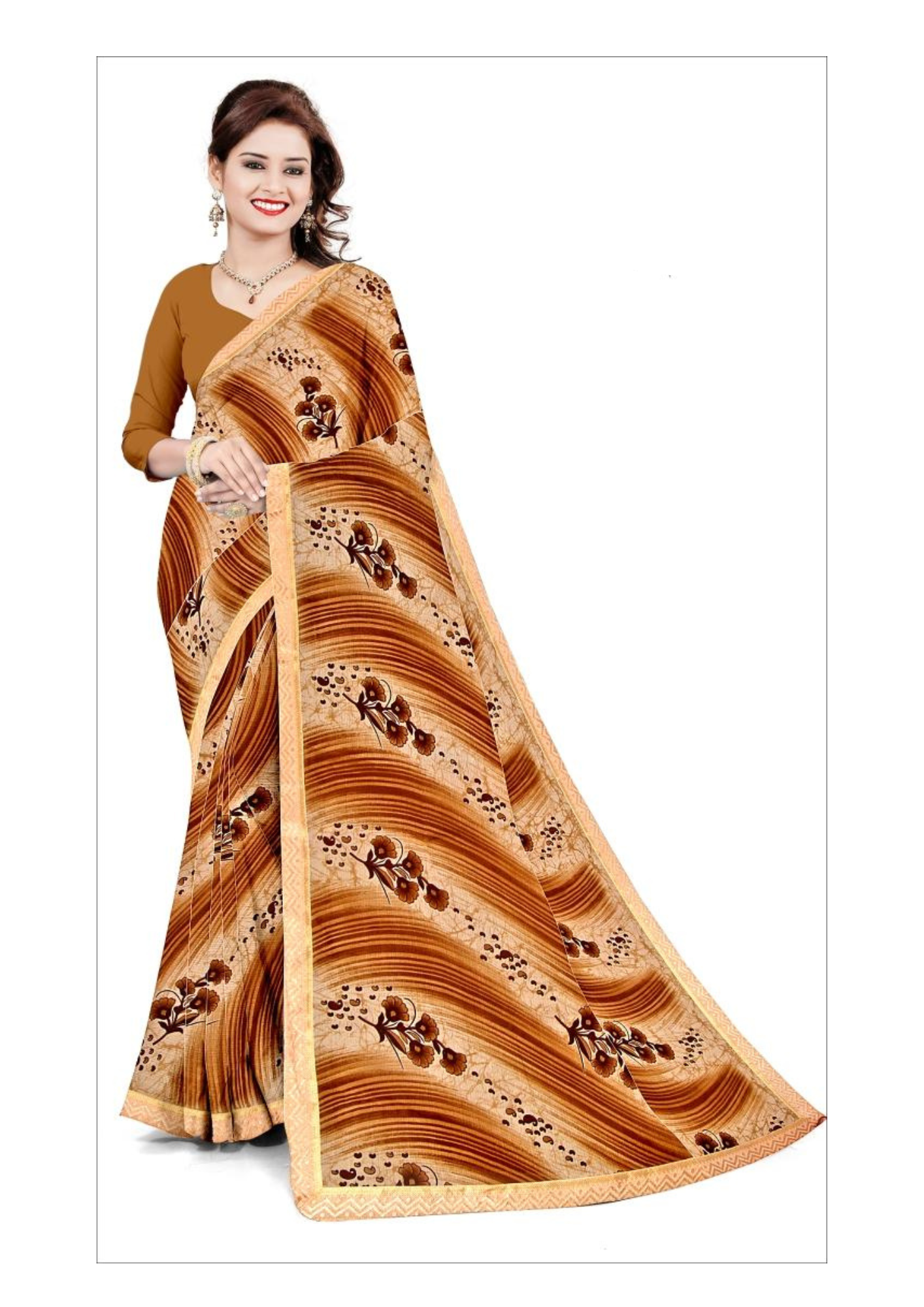 Blossom Charm Pink Floral Printed Saree – Lightweight Daily & Festive Wear Saree - Image 3