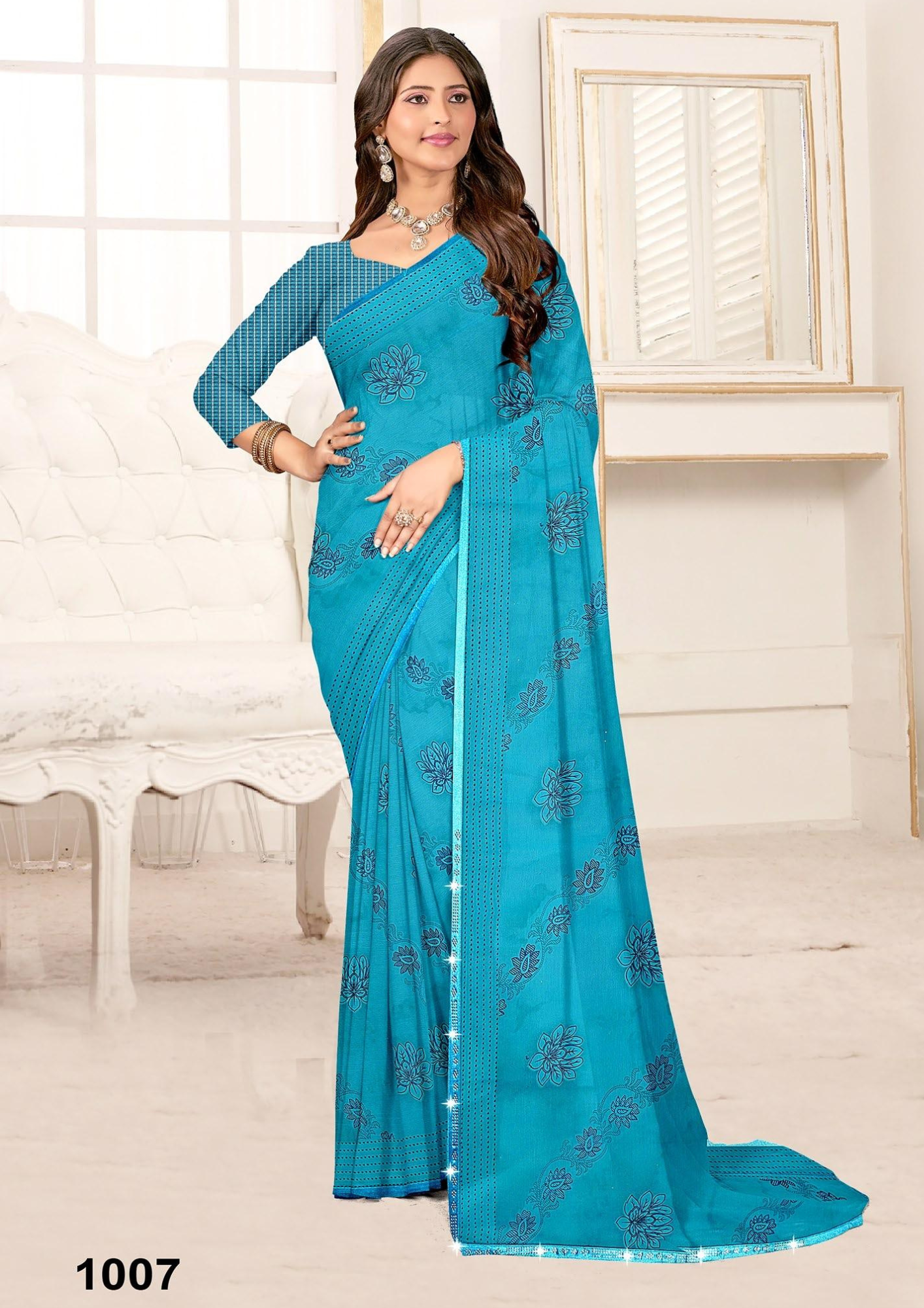 Classic Maroon Woven Cotton Saree with Subtle Floral Prints & Matching Blouse – 1001 - Image 7