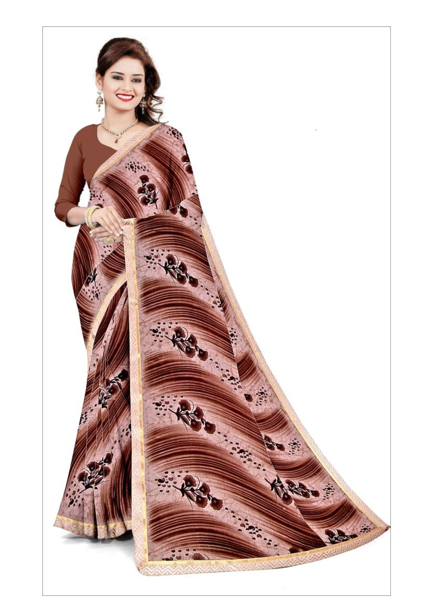 Blossom Charm Pink Floral Printed Saree – Lightweight Daily & Festive Wear Saree - Image 2