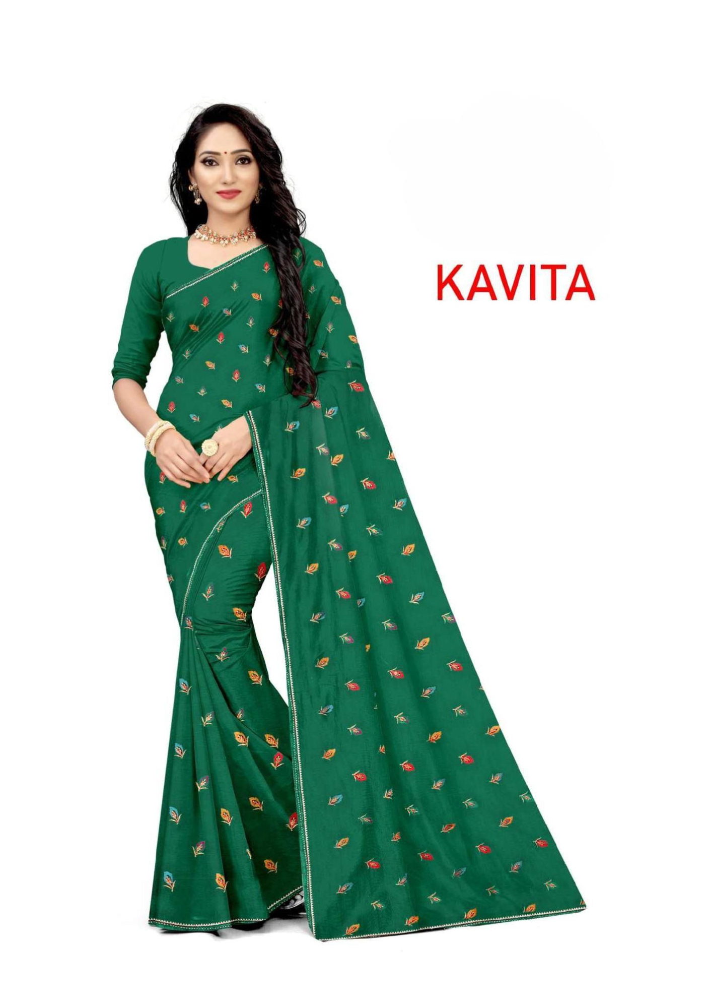 Kavita Elegant Green Multi-Butta Printed Saree