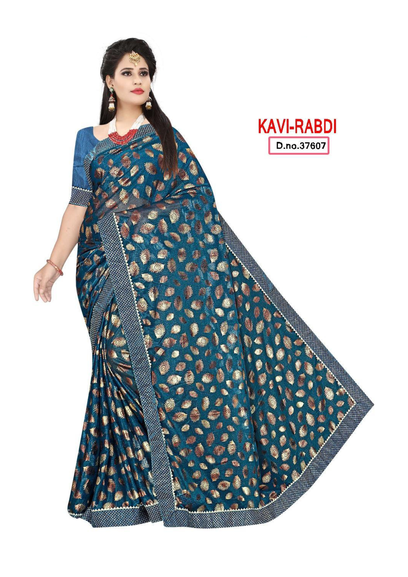 Kavi Rabdi Maroon Golden Weaving Traditional Saree – D.No 37607 - Image 2