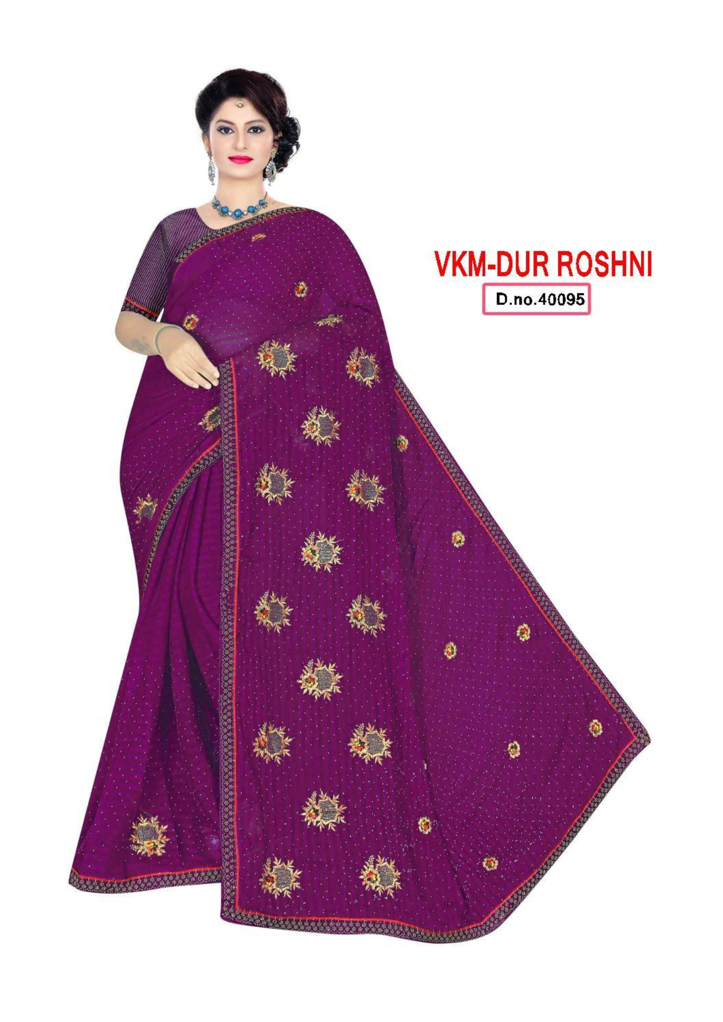 Sunrise Glow Embroidered Silk Saree – VKM-DUR ROSHNI D.No.40095 - Image 2