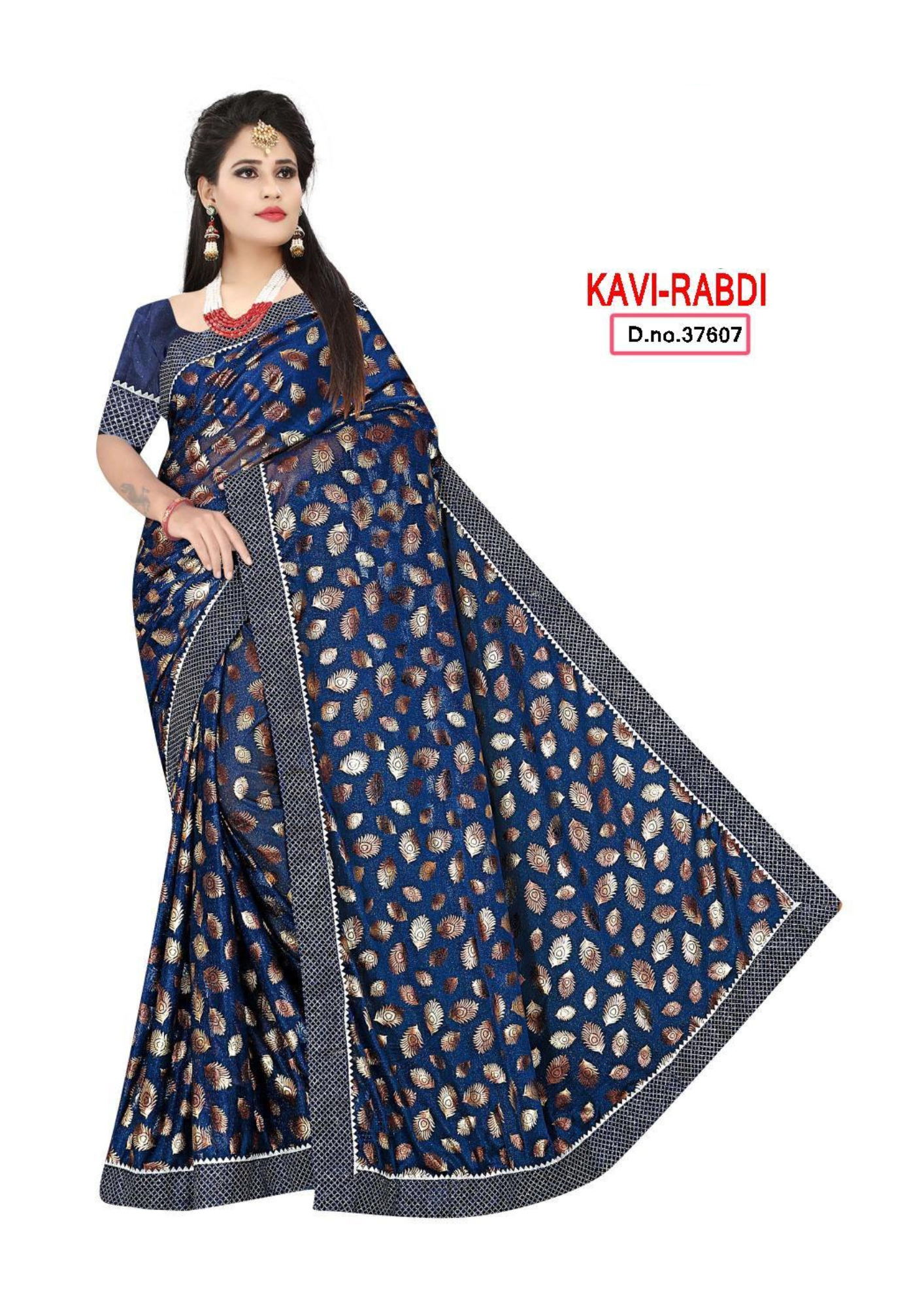 Kavi Rabdi Maroon Golden Weaving Traditional Saree – D.No 37607 - Image 3