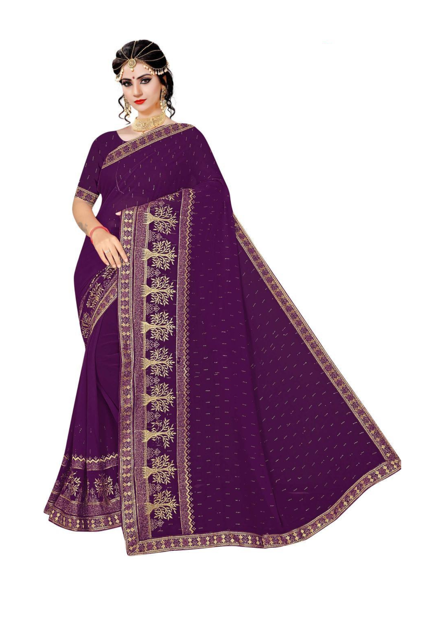 Sunshine Glow Mustard Yellow Saree with Elegant Golden Embroidery & Border Work - Image 4