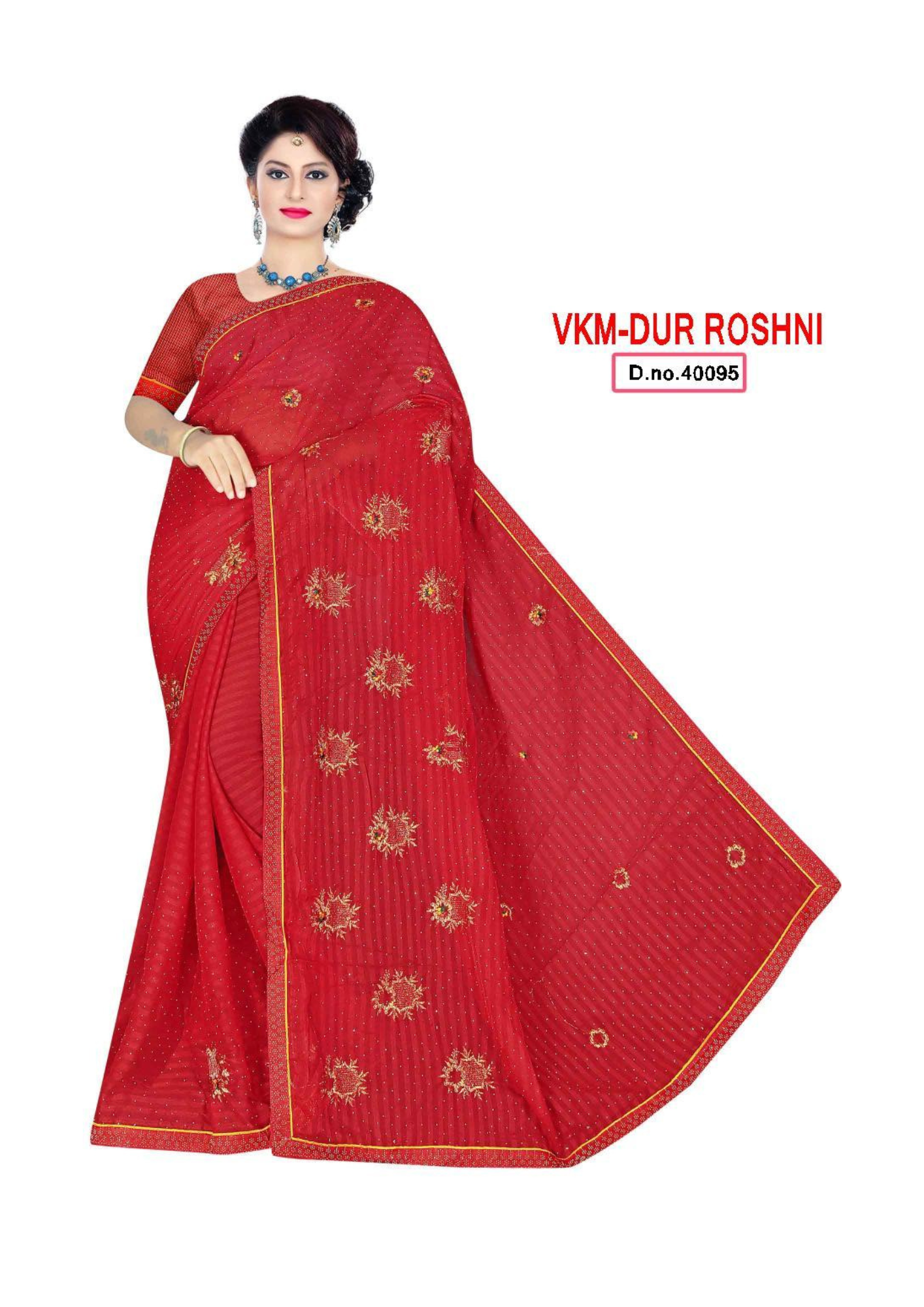 Sunrise Glow Embroidered Silk Saree – VKM-DUR ROSHNI D.No.40095 - Image 4