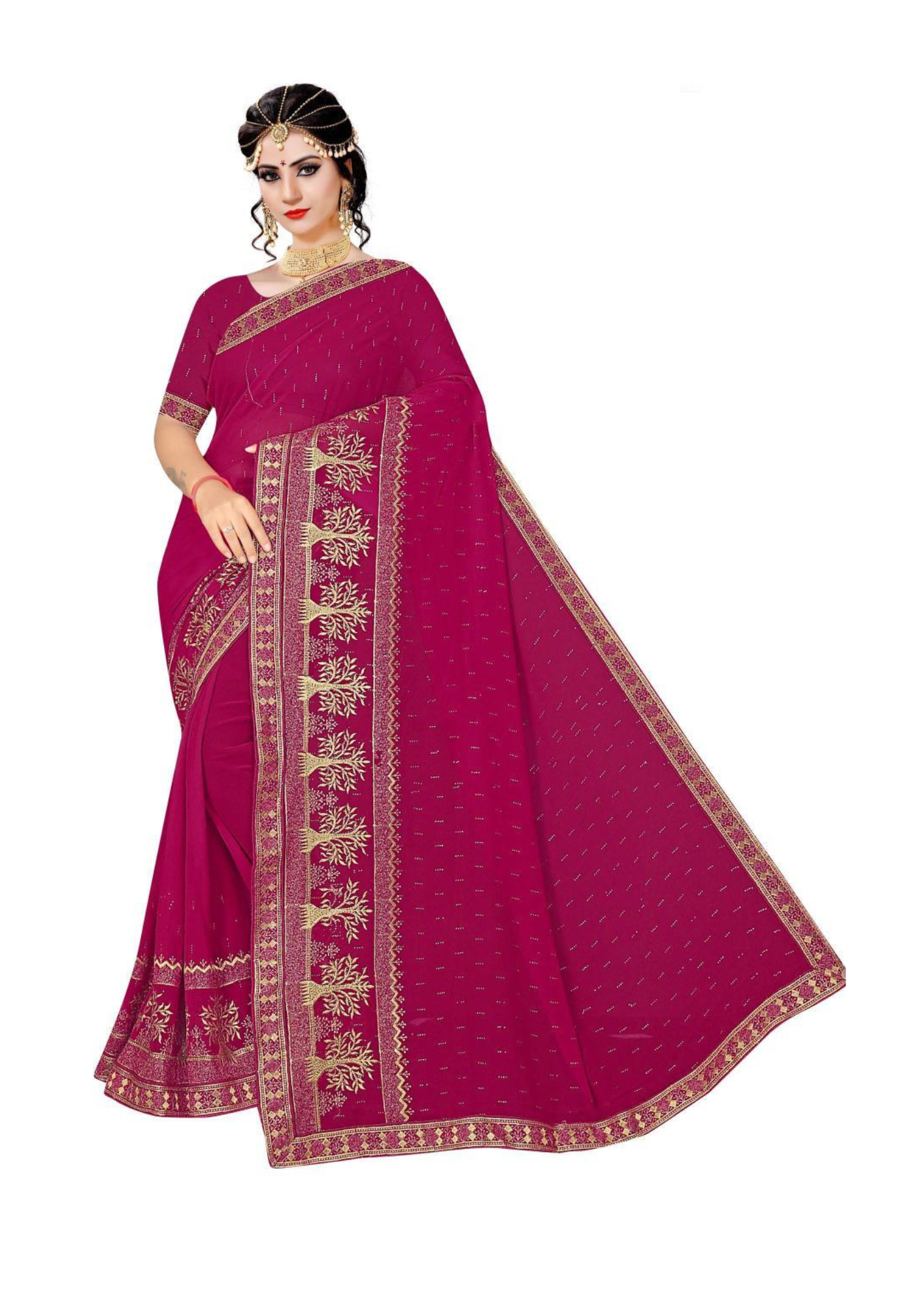 Sunshine Glow Mustard Yellow Saree with Elegant Golden Embroidery & Border Work - Image 5