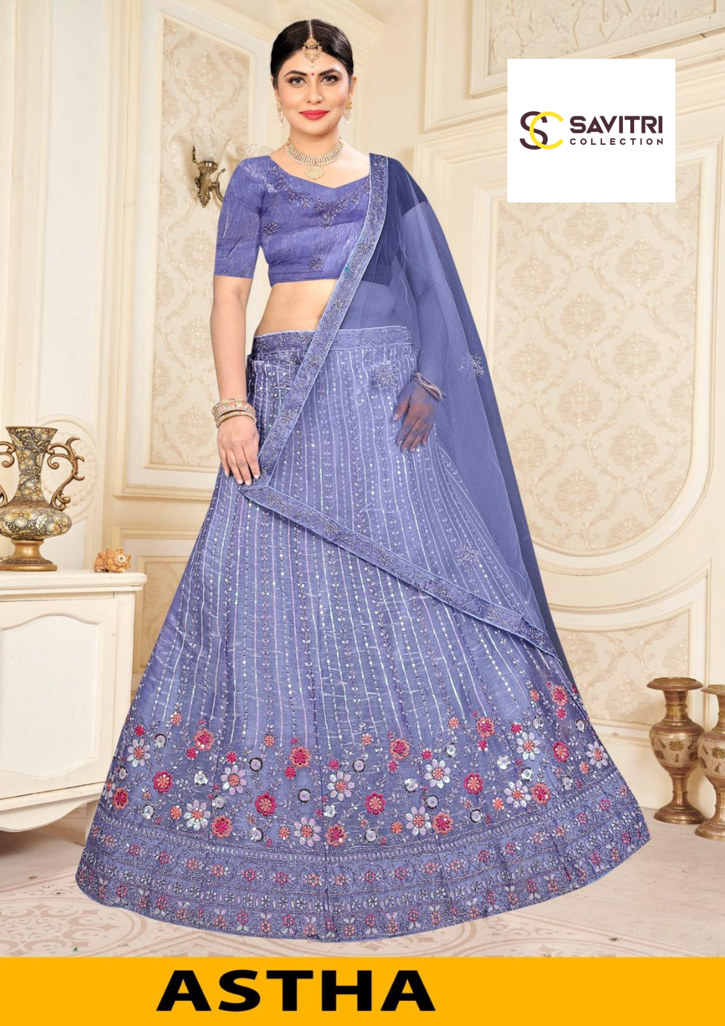 JAC-ASTHA Lavender Georgette Embroidered Designer Lehenga Choli